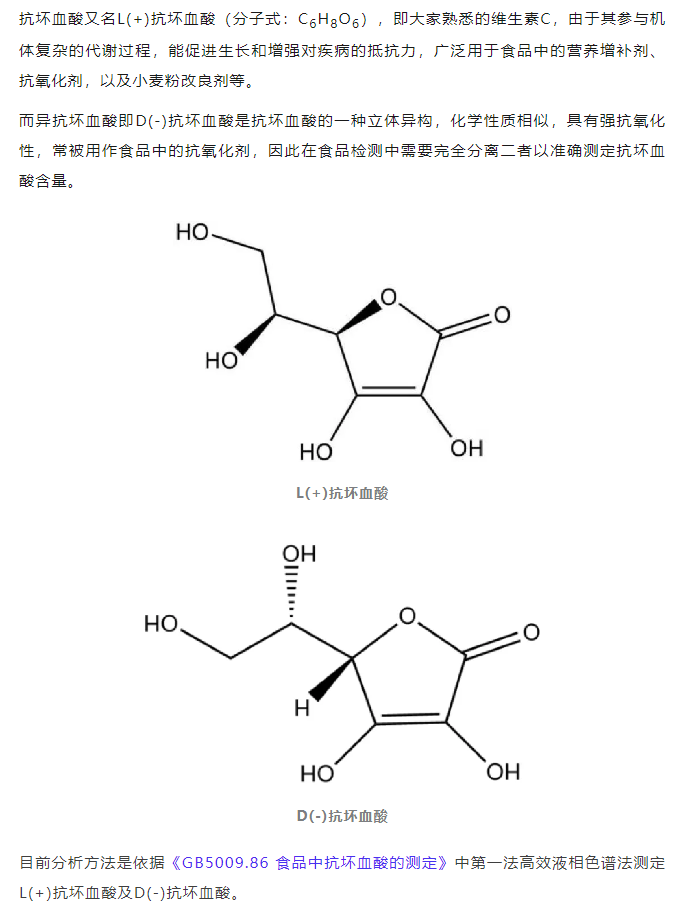 抗坏血酸L/D异构体分析难点解析及解决方案 